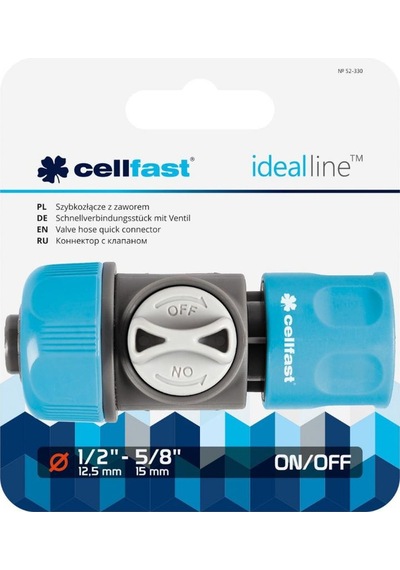 Cellfast Ideal Vanalı Hızlı Hortum Bağlantı Aparatı 1/2" 12,5 Mm - 5/8" 15mm