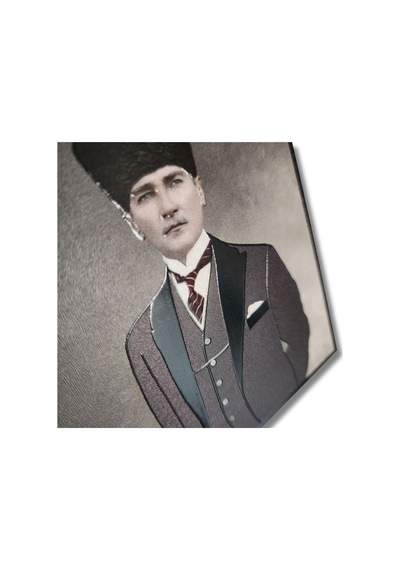 Atatürk Masaüstü Ahşap Tablo - Kabartmalı Baskı Şık Hediyelik 10x12 Cm No 1 3 Parça