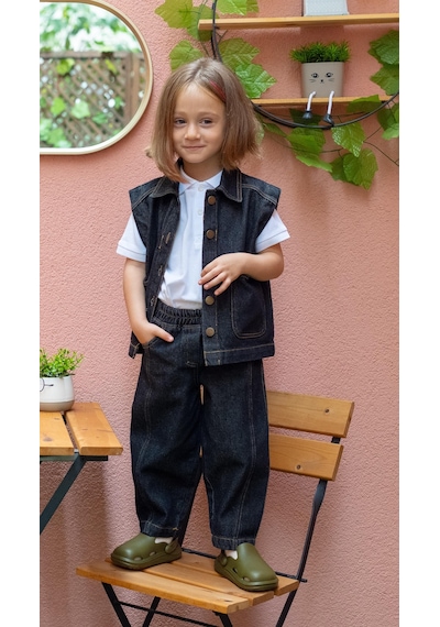 Oliven The Kid Oliventhekid Unisex Beli Lastikli Cepli Balon Kot Pantolon Siyah Siyah