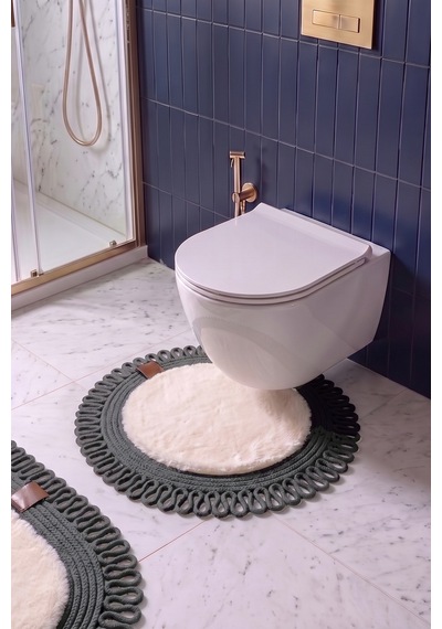 Banyo Paspası Takımı 60x100+60x60 Cm Dış Trikot Bej & Antrasit Gri