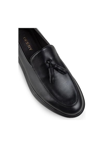 Deery Hakiki Deri Siyah Püsküllü Comfort Erkek Loafer Siyah