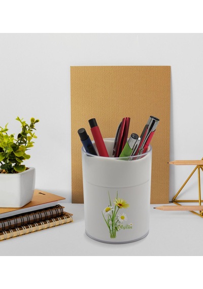 BK Gift Kişiye Özel Papatya Temalı Beyaz Akrilik Kalemlik 18323266