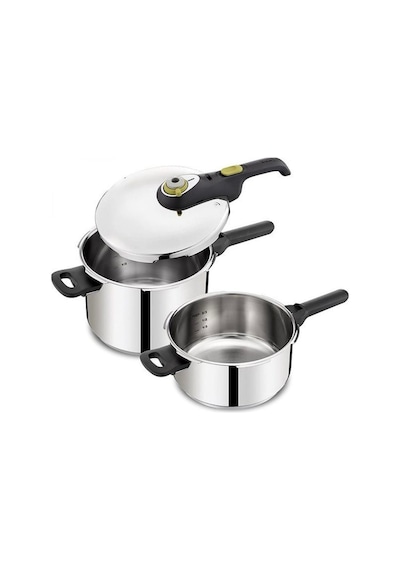 Tefal Secure Düdüklü Tencere 6 L + 4 L Gümüş - Siyah