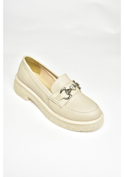 Fox Shoess996613009 Bej Kalın Tabanlı Makosen Ayakkabı Bej