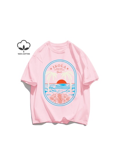 Startmore Y2k Vintage Tişört Tee Okyanus Vibw Başka Bir Paradibe Pembe