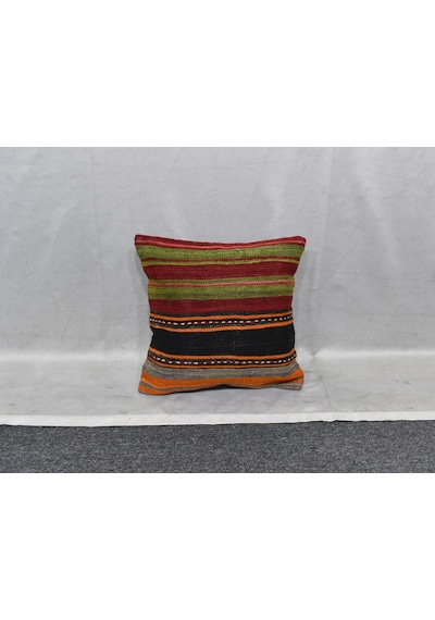Zehra Abla Halı Yeni El Dokuma Dekoratif Kilim Kırlent Yastık Kılıfı 6750 Çok Renkli