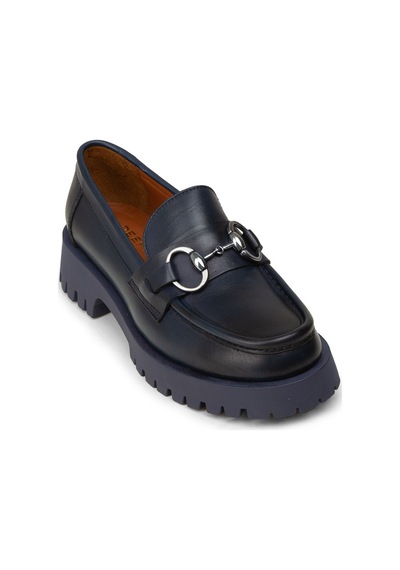 Deery Kadın Hakiki Deri Lacivert Tokalı Loafer - 02037zlcve01