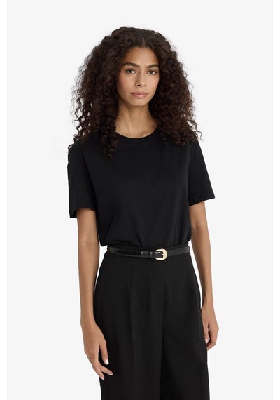Defacto %100 Pamuk Basic Siyah Kadın T-shirt W9584az/bk81 Siyah