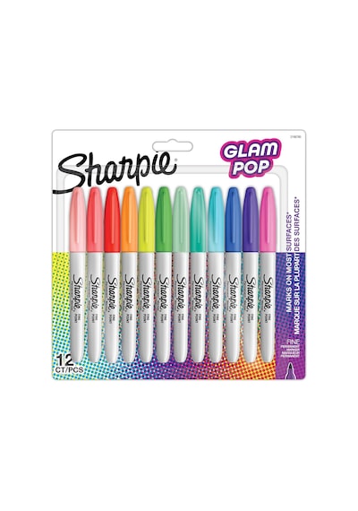 Sharpie Glam Pop Kalıcı Markörler, Kalın Ayrıntılar İçin İnce Nokta, Çeşitli Canlı Renkler / 12 Keçeli Kalem Genel