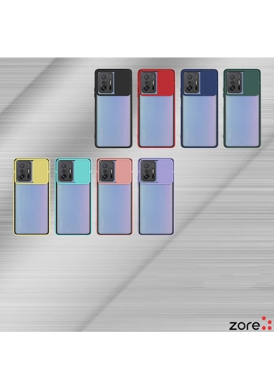 Noktaks - Xiaomi Uyumlu Xiaomi Mi 11t 5g - Kılıf Slayt Sürgülü Arkası Buzlu Lensi Kapak - Kırmızı