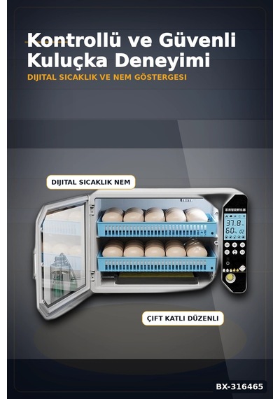 Kuluçka Makinesi Wm-70 Çift Katlı Akıllı Nem Kontrollü Set Yedek Motor Ve Suluk Dahil Bx-316465