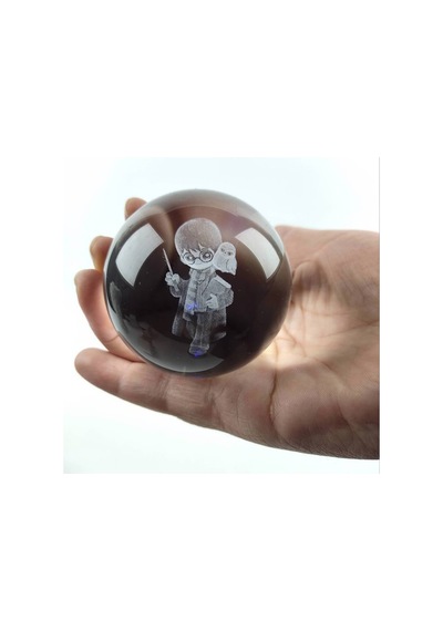 Baykuşlu Işıklı Kristal Cam Küre