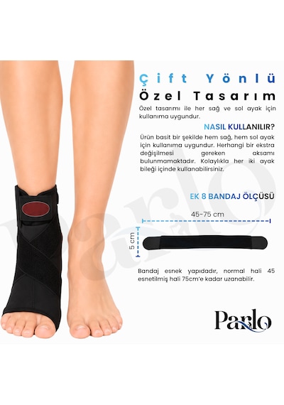 Malleol Destekli Ayak Bilekliği Çiftli Paket 2 Adet Ek 8 Bandajlı Neopren Ayak Bileği Desteği