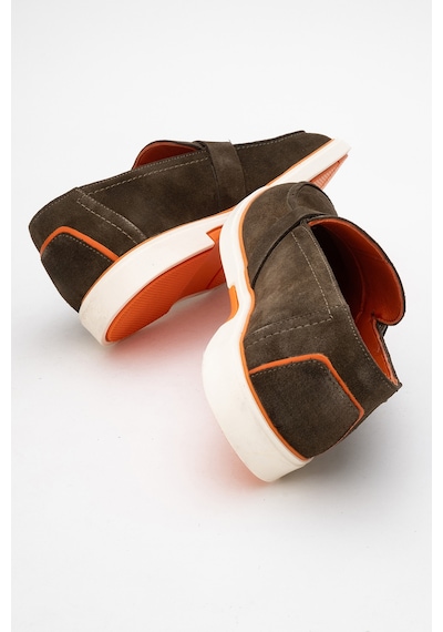 Dericlub Erkek Hafif Tabanlı Toka Detaylı Loafer Gerçek Süet Deri Cr 2406 Haki