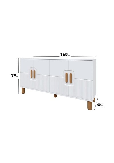 Dorin Bohem Konsol 4 Kapaklı Mdf Mebran Kapak 160 Cm Modern Salon Konsolu Beyaz