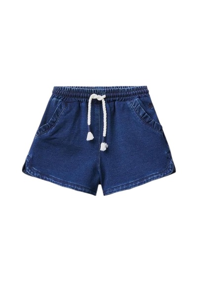Kız Çocuk Mix Cebi Fırfırlı Denim Şort Mavi