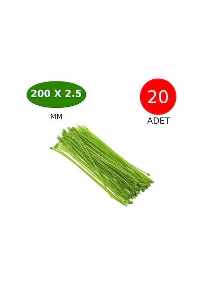 Tek-iş Plastik Kablo Bağı Klipsi Cırt Kelepçe 200 Mm X 2.5 Mm Yeşil 20 Adet