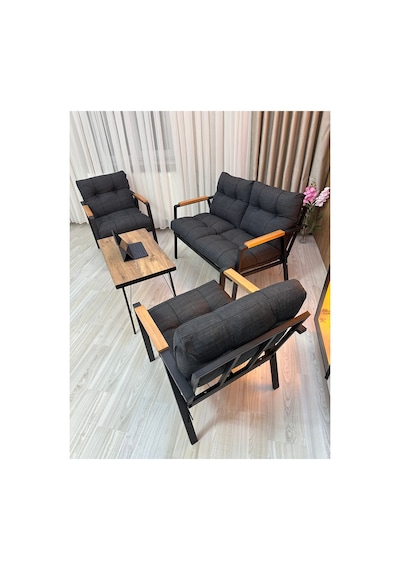 Houseart Menekşe Balkon, Bahçe,teras,cafe - Salon - Metal Kanepe Koltuk Takımı - 2 1 1 Sehpa Antrasit Houseart Menekşe Balkon, Bahçe,teras,cafe - Salon - Metal Kanepe Koltuk Takımı - 2 1 1 Sehpa Antrasit