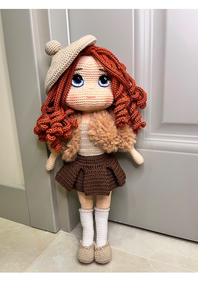 El Yapımı Amigurimi Bukle Saçlı Kız Bebek&hediyelik Oyuncak 40 Cm
