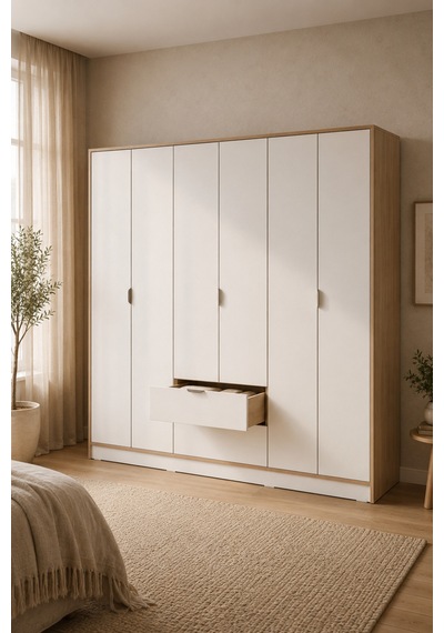 Home Liva 6 Kapaklı Gardırop 190x182x44 Cm Krem - 912186988 Krem Home Liva 6 Kapaklı Gardırop 190x182x44 Cm Krem - 912186988 Krem