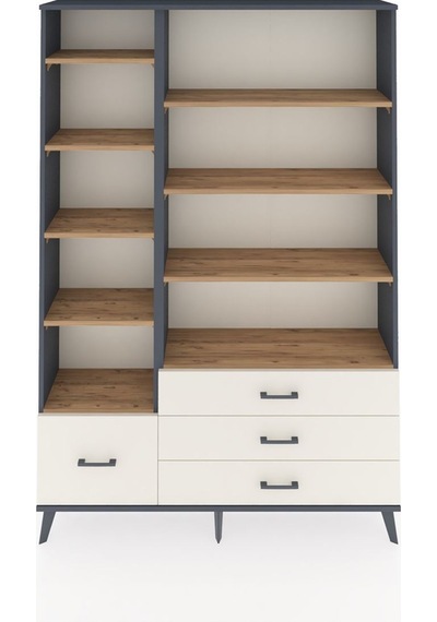 Arges Dolap 9 Raflı 4 Çekmeceli 132x30x195 Antrasit-çam/aytaşı Antrasit
