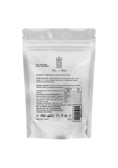 Organik Çerimoya Meyvesi Tozu 50g, Premium Cherimoya Powder, Organik Vegan Katkısız