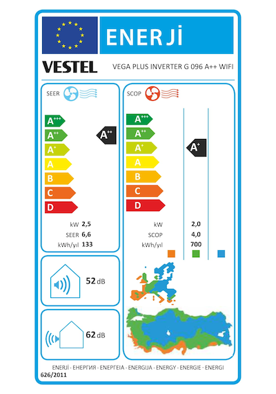 Vestel Vega Plus Inverter G 096 A++ 9000 BTU WIFI Duvar Tipi Klima