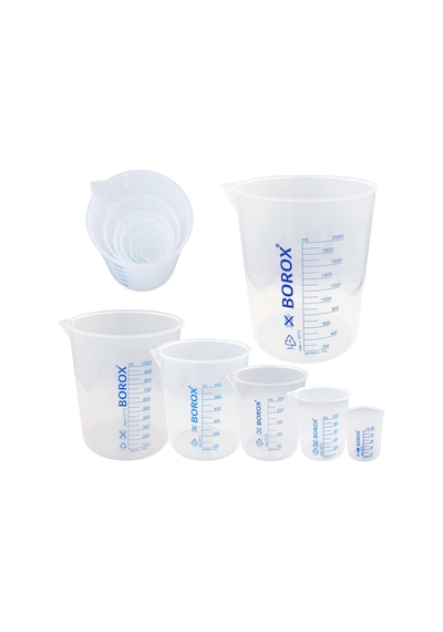 Borox Plastik Beher 50 ML Ölçü Kabı Mavi Skala