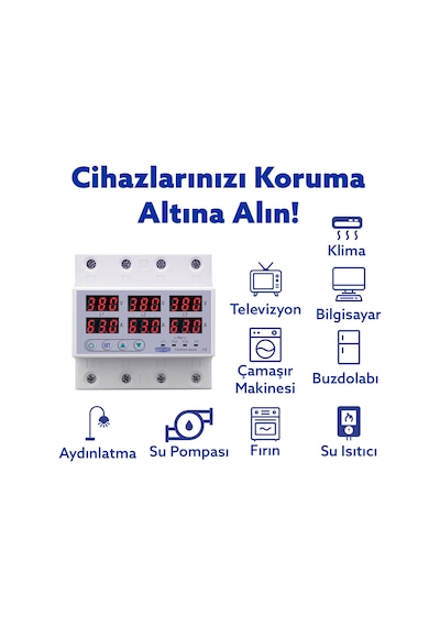 TOMZN Trifaz 380V 63A Gerilim ve Akım Koruma Rölesi Yüksek Alçak Voltaj Koruyucu Röle - Sanayi Tipi