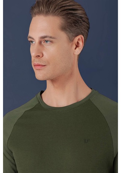 Efor Ts 872 Slim Fit Haki Spor T-shirt Haki