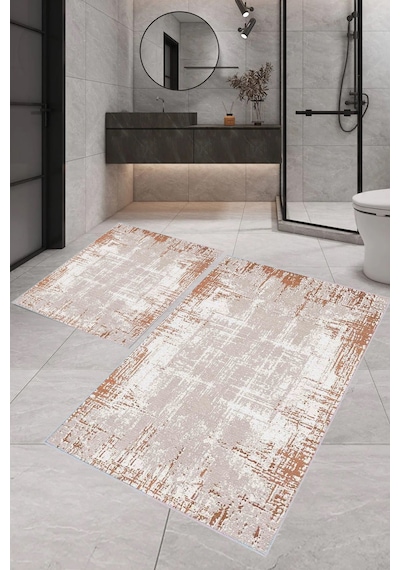 Eliana Home Dijital Baskı 2'li Banyo Paspas Takımı Lna5-0543 100x60 Ve 60x50 Cm Turuncu