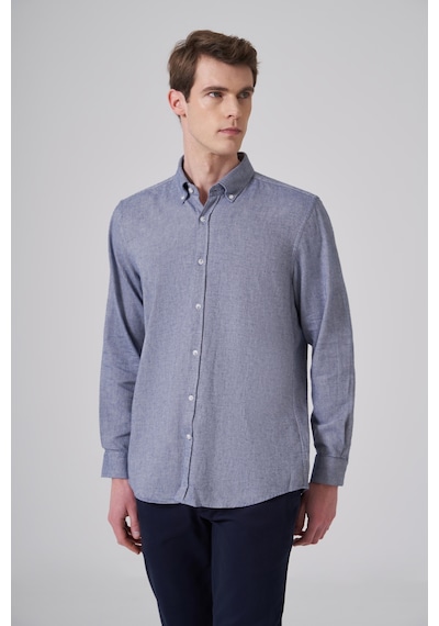 Morven Erkek Lacivert Pamuk Trend Düz Regular Fit Düğmeli Yaka Gömlek 26ms004018200 Lacivert