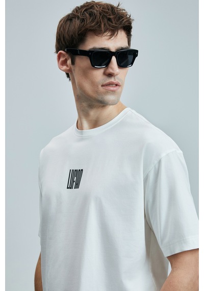 Lufian Helıx Modern Grafik T- Shirt Kırık Beyaz Kırık Beyaz 111020245100510 KIRIK BEYAZ