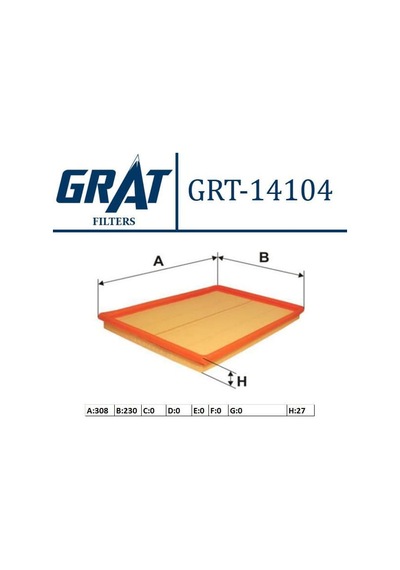 GRAT 14104 Hava Filtresi Astra F 91-98 1.4I 1.6I 1.7Td 1.8I 2.0