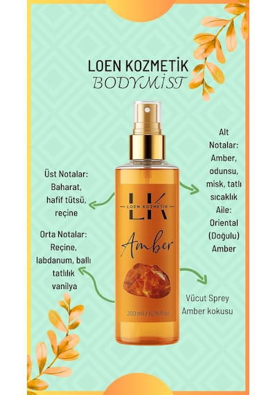 Loen Kozmetik Amber Vücut Spreyi 200 ML