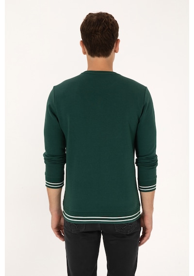 U.S. Polo Assn. Erkek Regular Fit Bisiklet Yaka Koyu Yeşil Sweatshirt 50316372-VR079