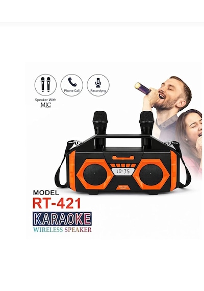 Çift Mikrofonlu Karaoke Büyük Boy Bluethoot Radyo Müzik Çalar