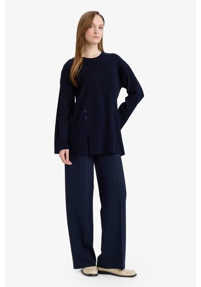 Defacto Loose Fit Bisiklet Yaka Triko Kazak Tunik G7241ax25cwnv207 Lacivert-nv207