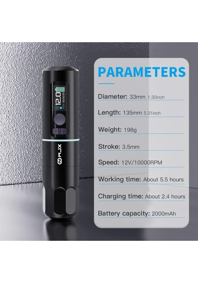 Wjx W4 Wireless 3.5mm Stroke Usb-c Çift Bataryalı Kablosuz Rotary Dövme Makinesi