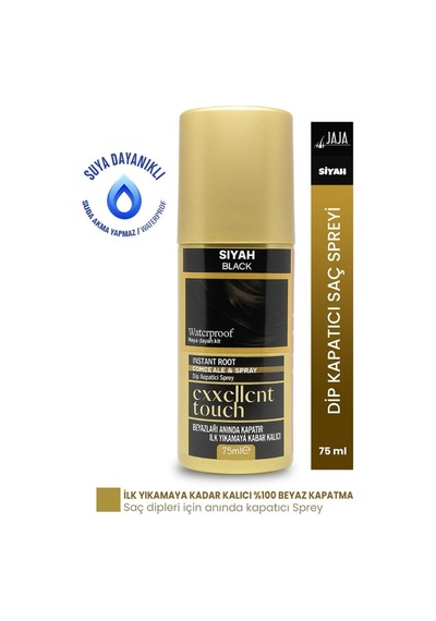 Jaja Exxellent Touch Suya Dayanıklı Beyaz Dip Kapatıcı Topik Sprey 75 Ml Siyah