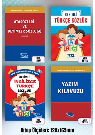 Yazım Klavuzu+ Resimli Türkçe + Atasözleri Ve Deyimler Sözlüğü + Resimli İngilizce Türkçe Sözlük