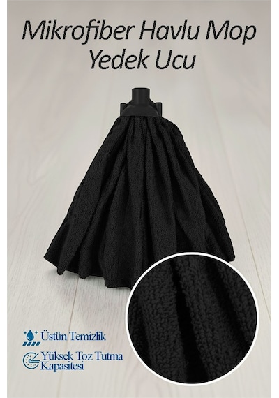 Mikrofiber Paspas Mop Yedek Ucu 1 Adet Kaliteli Mikrofiber Paspas Laminant Parke Seramik Fayans Mermer Temizlik Bezi Siyah
