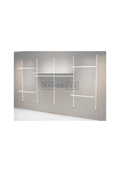 Mağaza Raf Sistemi, Askılık Sistemi, Butik Rafı, Mağaza Stand, Giyinme Odası-245x200 Cm Çok Renkli