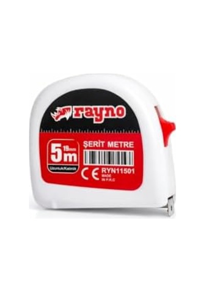 Rayno Profesyonel Çelik Şerit Metre - 5 Metre X 19 Mm Hassas Ölçüm Metresi - Otomatik Kilitli Ve Dar