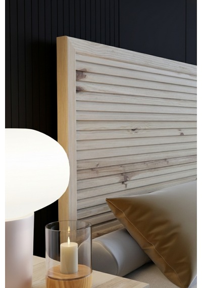 Alaz Yatay Başlıklı Masif Ahşap Karyola Ve 2 Adet Vernik 90x200