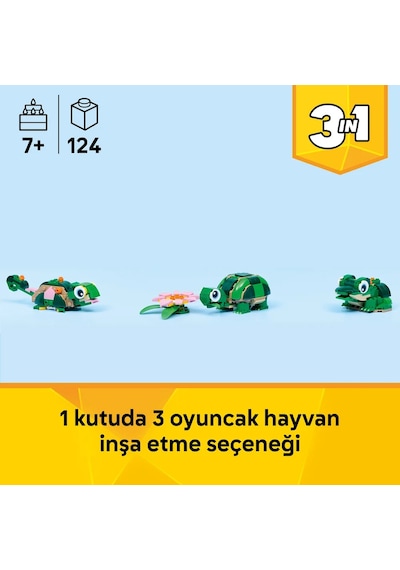 LEGO® Creator 3’ü 1 Arada Kaplumbağa ile Nilüfer Çiçeği 31377-7 Yaş ve Üzeri Çocuklar için Yaratıcı Oyuncak Yapım Seti (124 Parça)