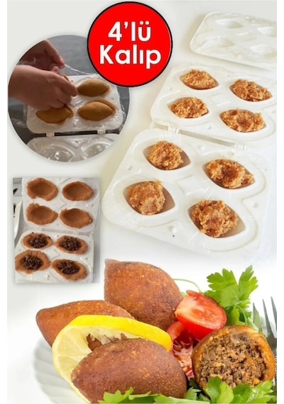 Pratik İçli Köfte Yapma Aparatı 4'lü Plastik Beyaz Diğer