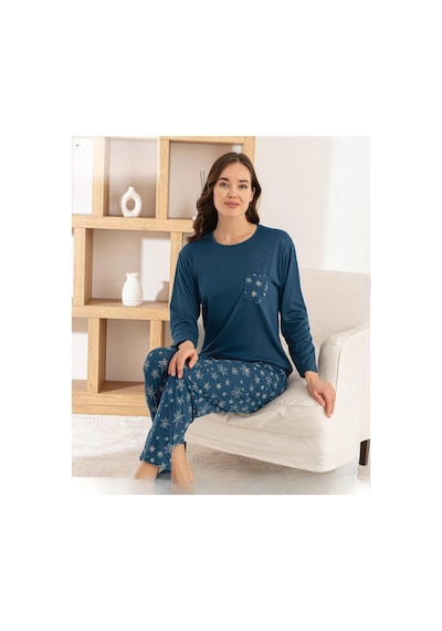 Pijamoni Kadın Milan Bisiklet Yaka Uzun Kol İnce Pijama Takımı 7575/1 - 1 Adet Petrol Pijamoni Kadın Milan Bisiklet Yaka Uzun Kol İnce Pijama Takımı 7575/1 - 1 Adet Petrol