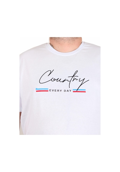 Moc Grande Mocgrande Erkek Büyük Beden Sıfır Yaka Tişört Country 25174 Beyaz Beyaz