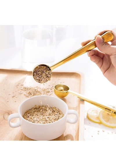 Buffer Mandallı Kahve Ölçü Kaşığı Gold Çok Fonksiyonlu Paslanmaz Çelik Kaşık 11